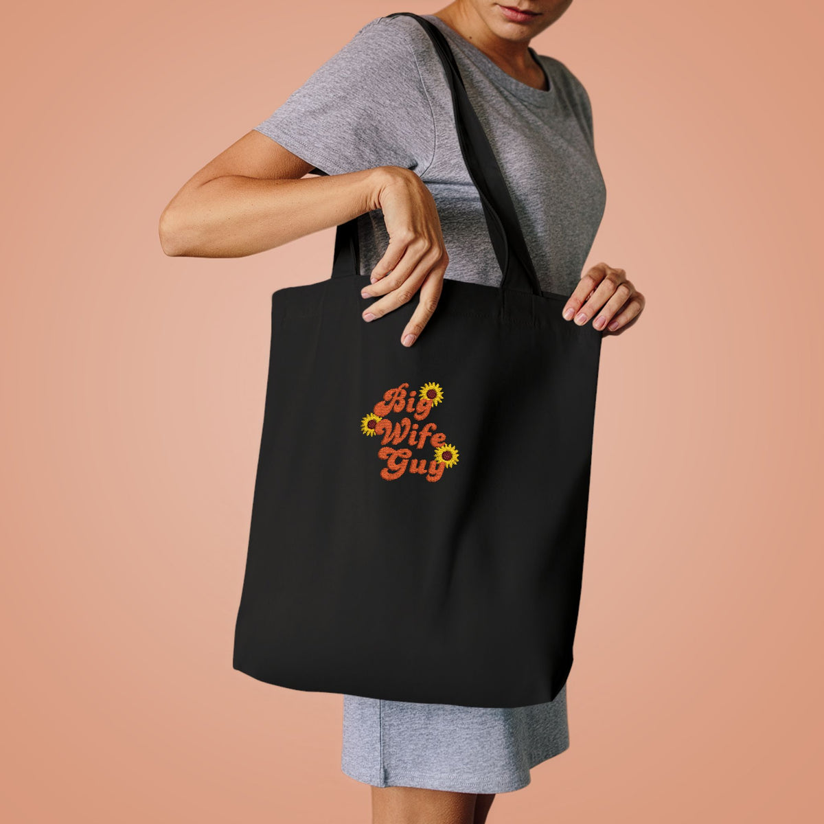 Tote Bag — "Wifey" Sunflower Script Cotton Tote