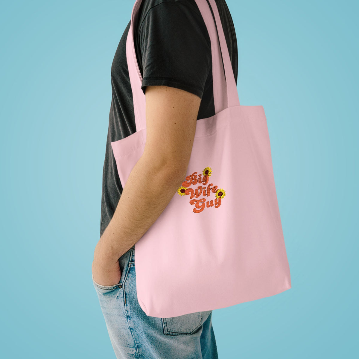 Tote Bag — "Wifey" Sunflower Script Cotton Tote